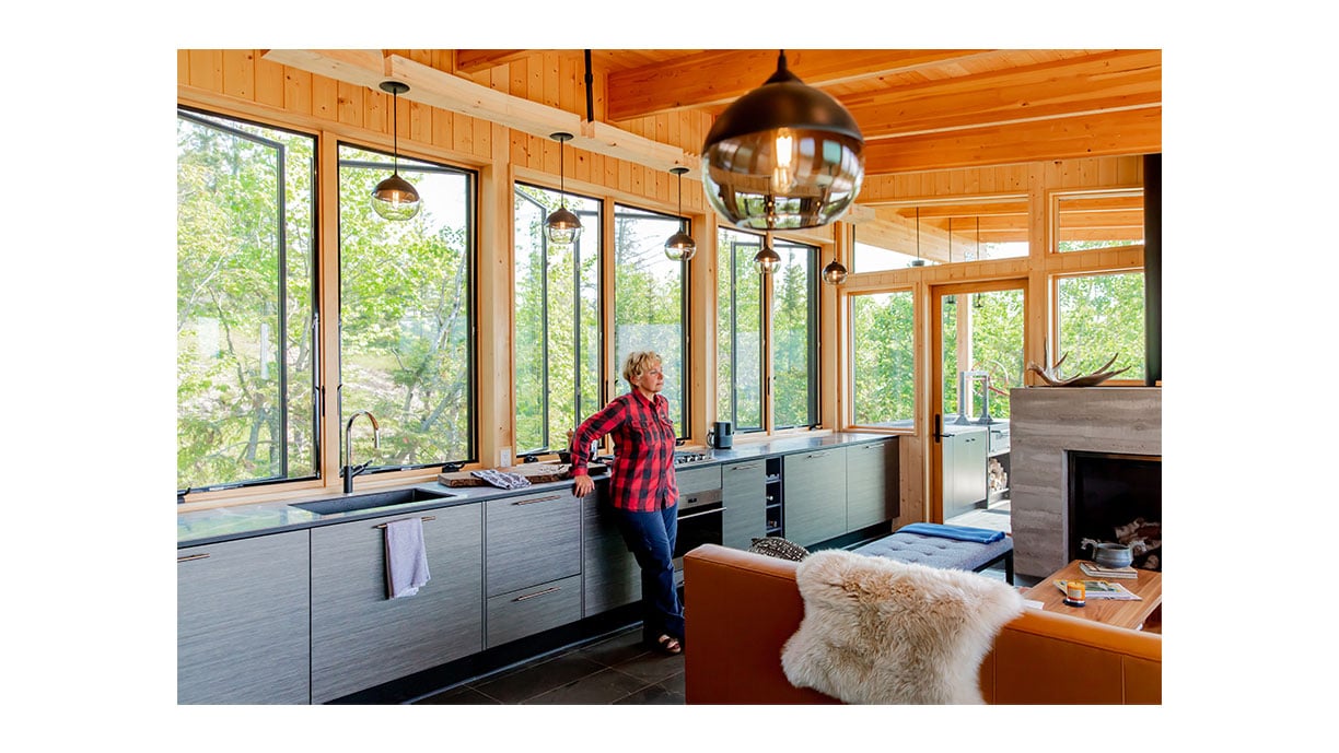 person standing in sunroom